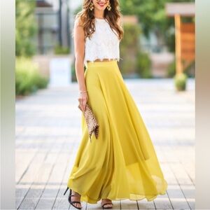 Lucy Paris Yellow Asymmetrical Maxi Skirt